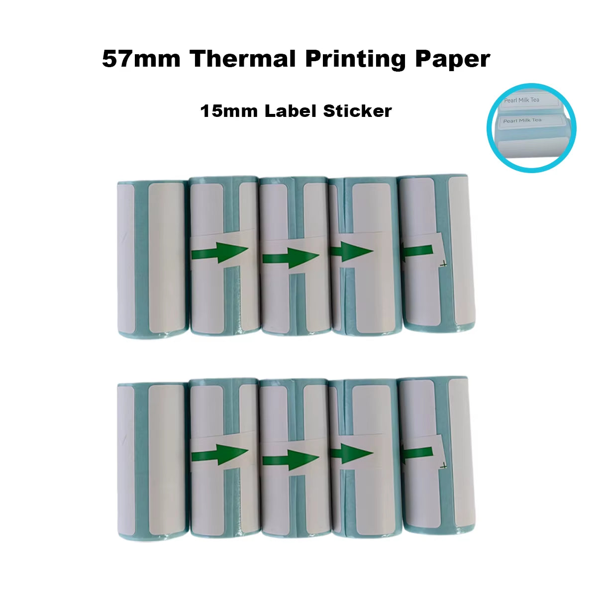 10Pcs Mini Printer Paper, 57 X 25 Mm Self Adhesive Thermal Paper Printable Sticker Paper for Pocket Thermal Printer