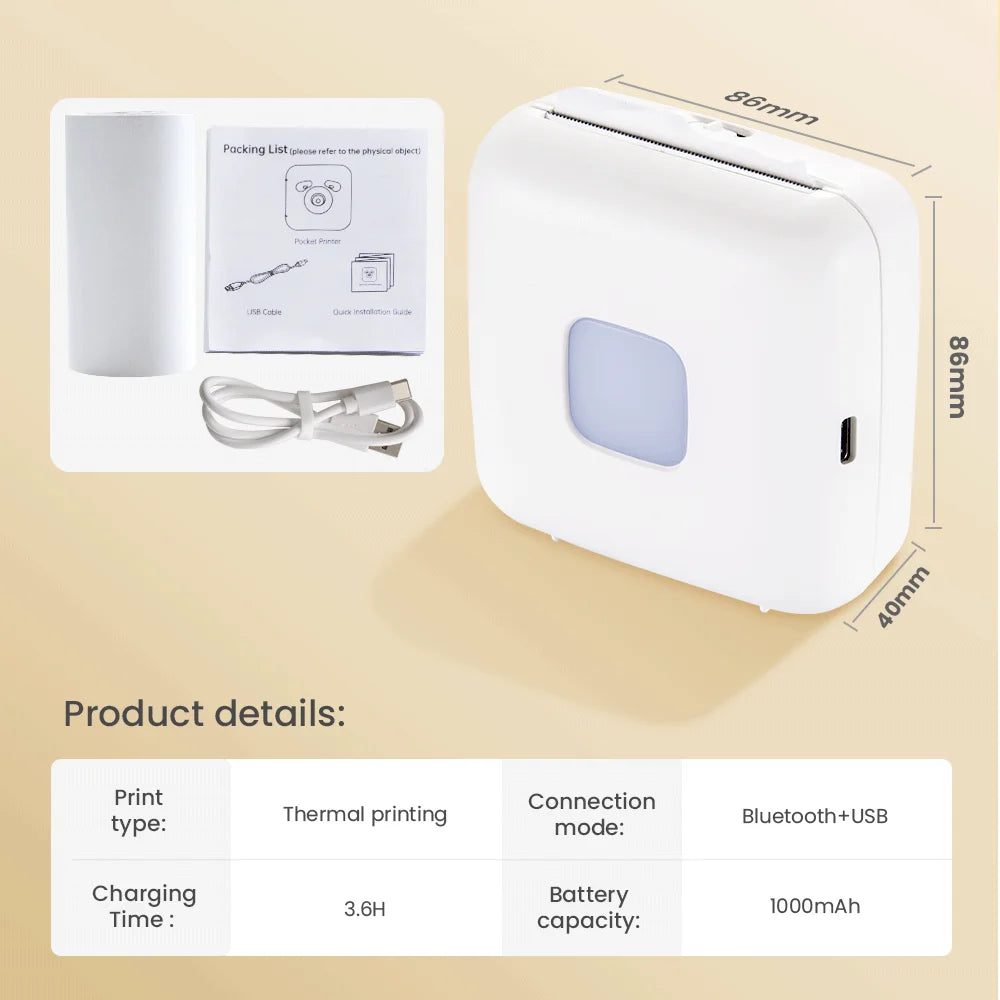 TP6 Pocket Sticker Printer,Portable Bluetooth Pocket Phone Printer for Anatomy Flashcards, Journal, Photos, Notes, Kids Gift